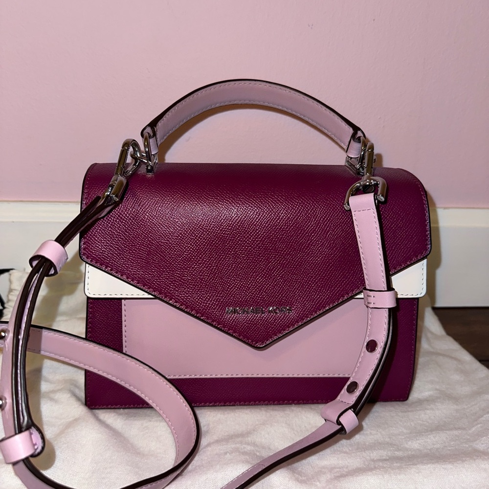 Pink Color Block Structured Michael Kors Purse - image 3